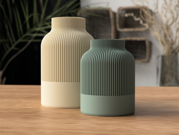 Japandi Harmony Ribbed Vase