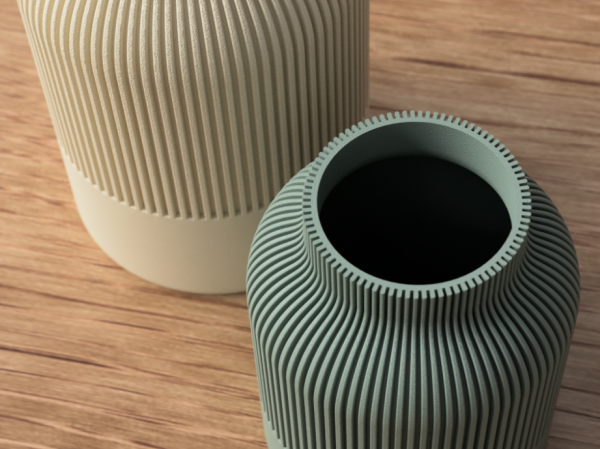 Japandi Harmony Ribbed Vase