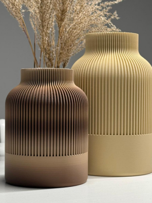 Japandi Harmony Ribbed Vase
