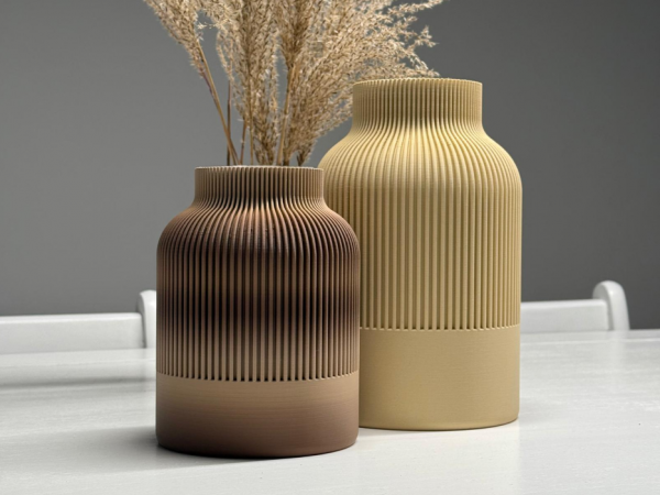 Japandi Harmony Ribbed Vase